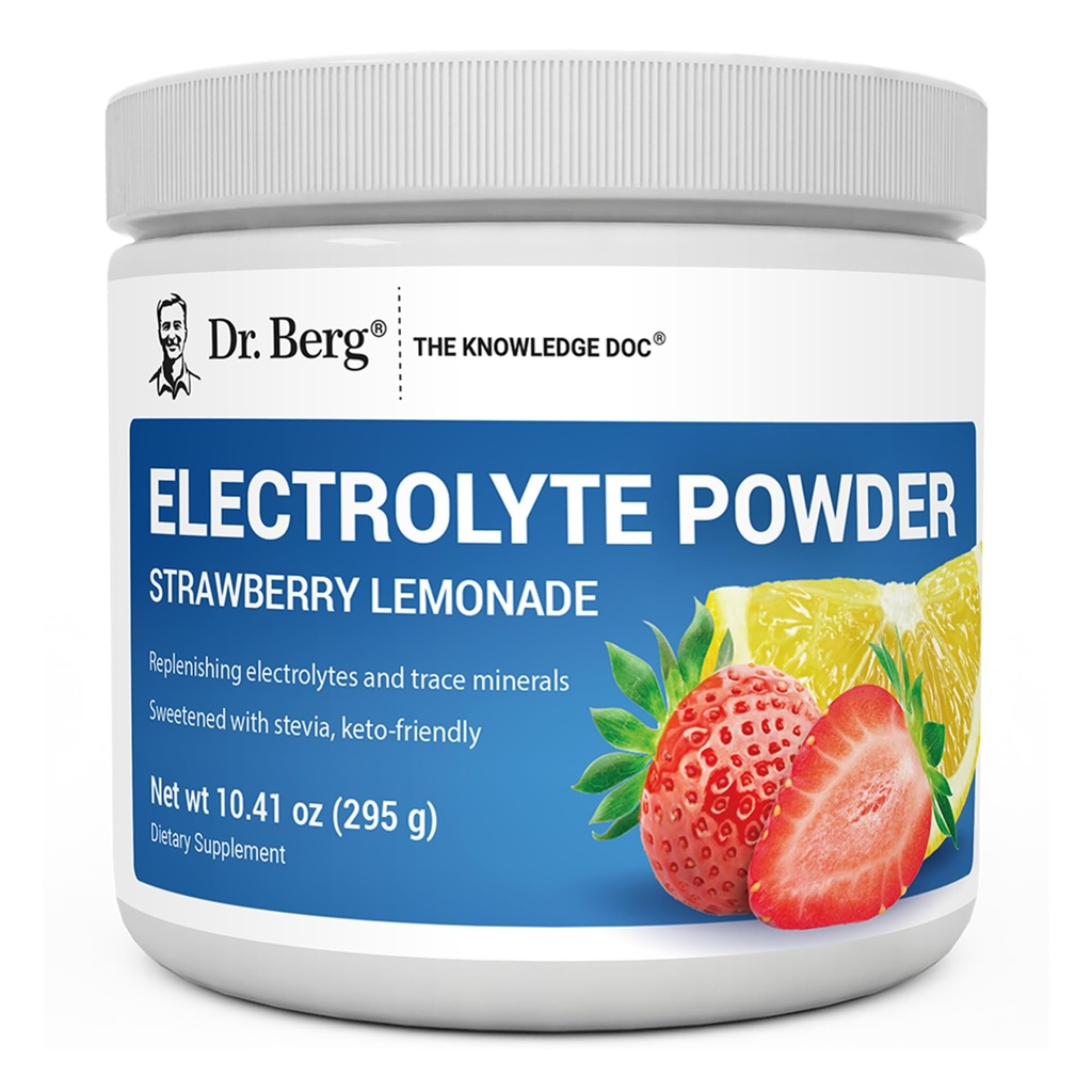 Dr. Berg Zero Sugar Hydration Keto Electrolyte Powder - Enhanced w / 1000 mg of Potasium & Real Pink Himalaya Salt (TIDAK Tabel Garam) - Strawberry Lemonade Hydration Pendukung minuman - 50 Pelayan