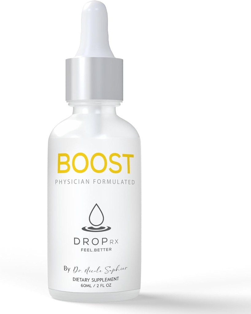 DropRx Boost oleh Dr. Nicole Saphier - Maga Root, Ashwagandha, Lions Mane & Peppermint Extract for Vitalitas Dukungan, Non-GMO, Vegan, Gluten- Free, Kosher, Made USA (2 Fl Oz)
