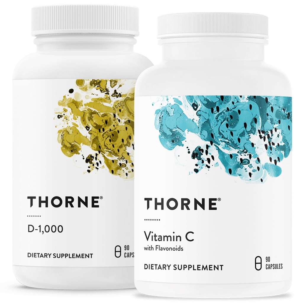 THORNE - Imune Dukung Combo - Vitamin D3 & Vitamin C Blend for Heally Immune Fungsi - 30 sampai 90 Servings
