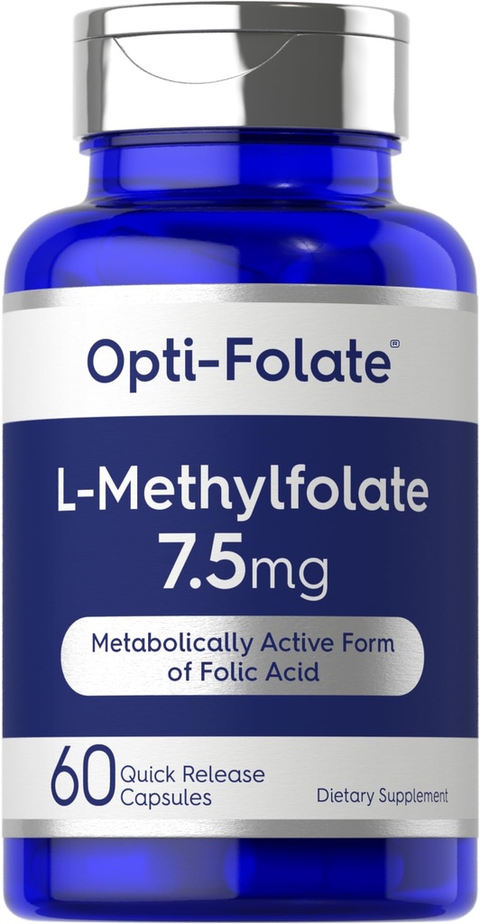 Carlyle L Methylfolat 7.5 mg 124; 60 Capsules 12.4; Optimated and Activated; Non-GMO, Gluten Free 124; Methyl Foil, 5- MTHF 124; oleh Optip- Folate