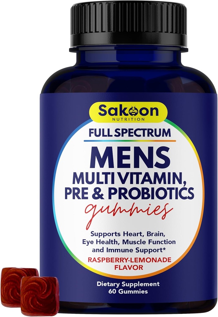 Gumi Multivitamin Pria Sakoon dengan Propinsi dan Pregitium, Dewasa Multivitamin A, C, D, E, B & More, Dukung Imune, Energi, Kesehatan, 60 Cacah