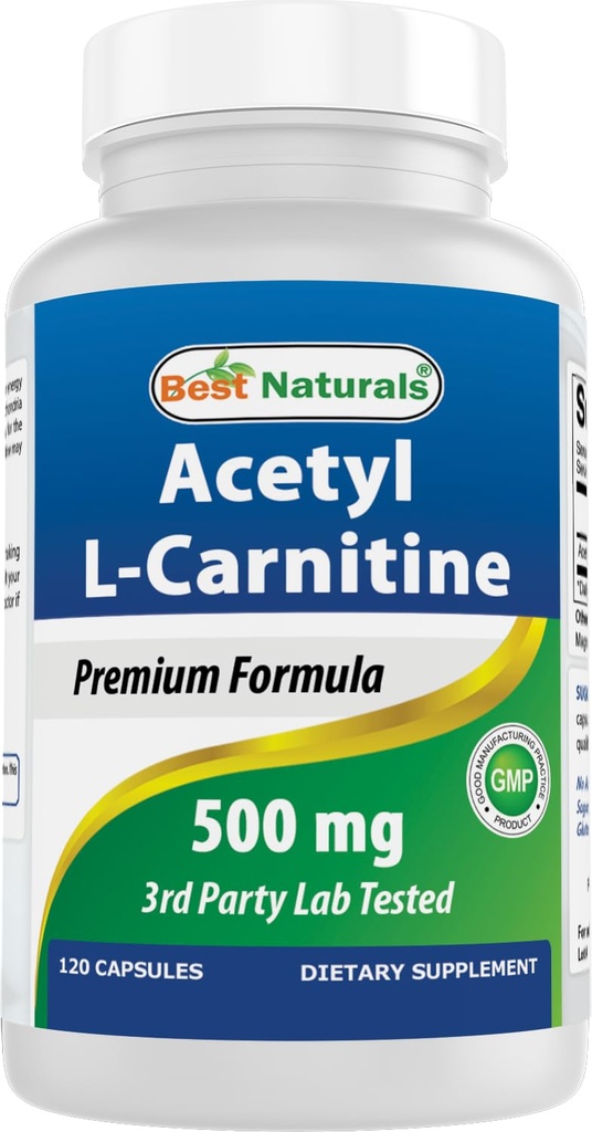 Terbaik Acetyl L- Carnitine (ALCAR) 500mg, 120 Capsules, 120 Servings - Non-GMO dan Gluten Bebas, 1 Capsule per Serving