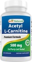 Terbaik Acetyl L- Carnitine (ALCAR) 500mg, 120 Capsules, 120 Servings - Non-GMO dan Gluten Bebas, 1 Capsule per Serving