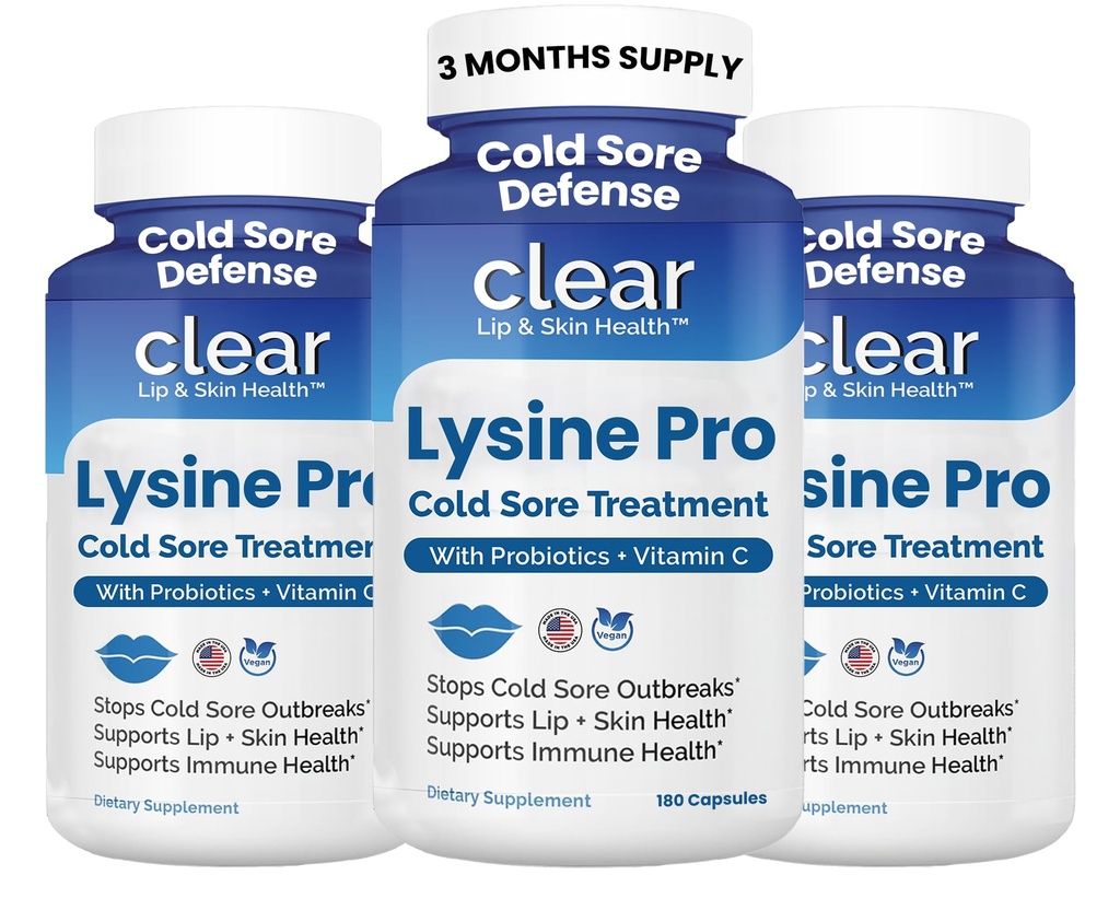 Pengobatan Lysine Cold Sore untuk Lips - dengan Lacrosnillus Rhamnosus, Aciobolus dan Vitamin C - Cold Sore Suplemen Lip & Skin, Imune Dukungan & Prevention - 180 Capsules