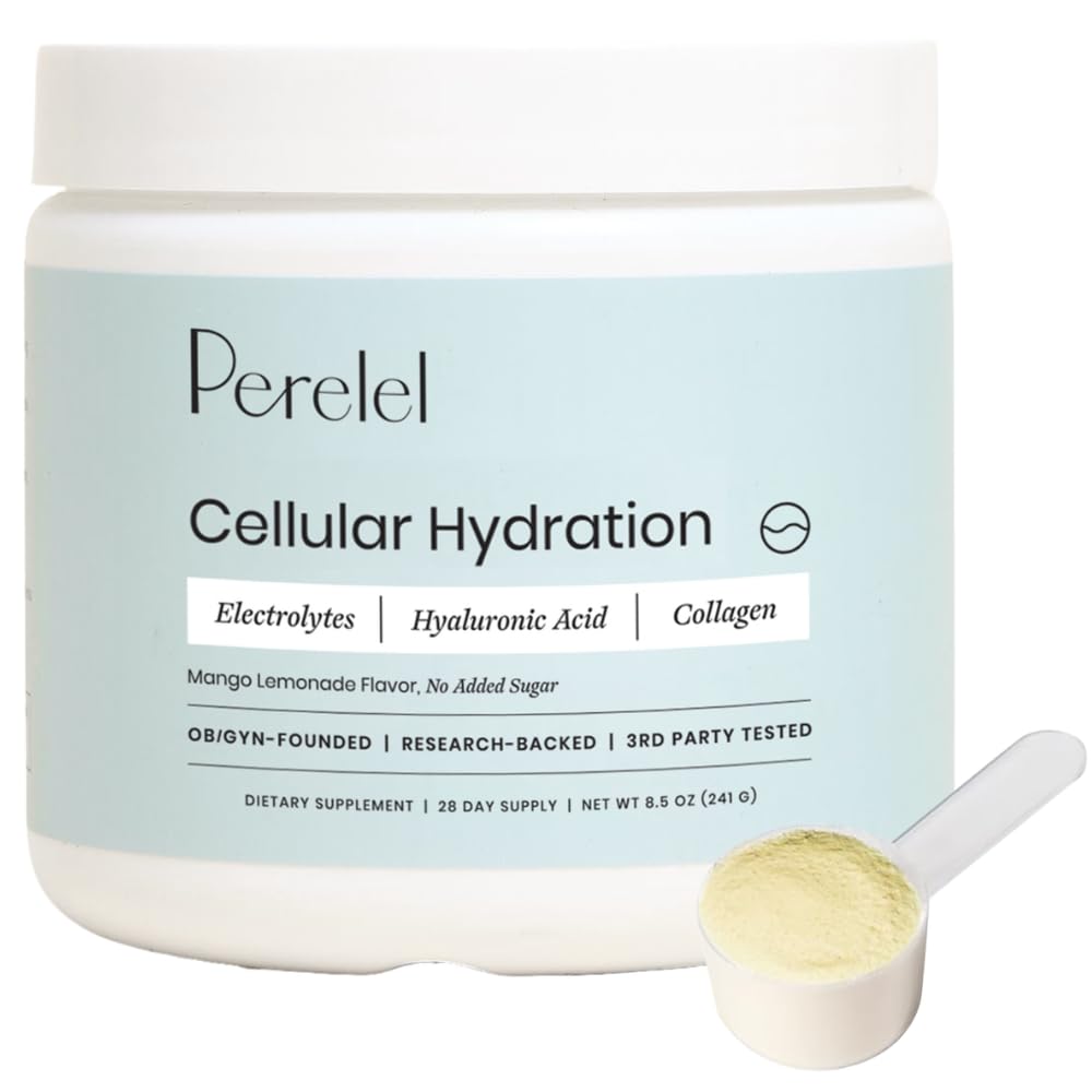 Perelel Hidration Powder, Electrolite Supplement with Collagen & Hyaluronic Acid, Mango Lemonade Flavor, Soy & Gluten Free, Non GMO, No Added Sugar, 28 Servings