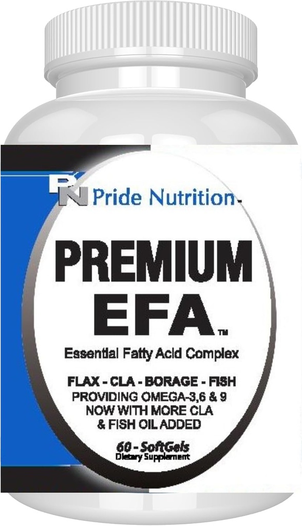 Pride Nutrition Premium EFA Omega 3-6-9 Suplemen untuk Pria dan Wanita 5 dalam 1 - EPA, DHA, GLA, ALA & CLA Escids Fatty Acids dengan Minyak Ikan - Softgel Pil