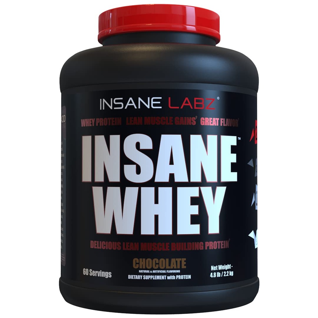 Insane Latz Insane Whey, 100% Muscle Building Whey Protein, Post Workout, BCAA Amino Profile, Mass Gainer, Meal Replacement, 5lbs, 60 Srvgs, (Coklat)