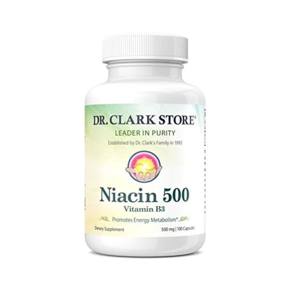 Dr. Clark Niacin 500 (Vitamin B3) Suplemen, 500mg, 100 Gantatin Kapsul