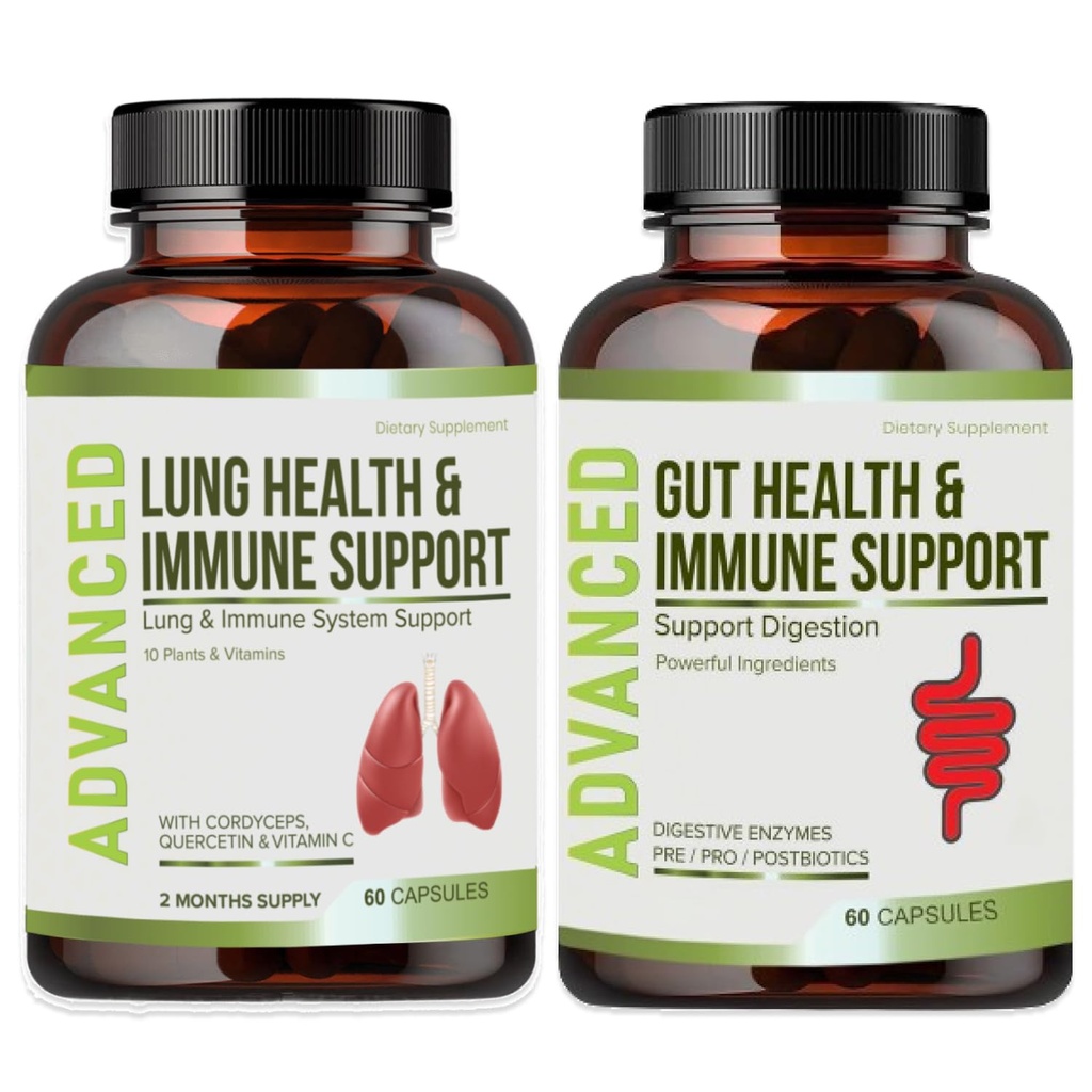 Lung Health & Imune Supplemen Dukungan - Lung Cleanse dan Detox Dengan Imunity Vitamin Untuk Paru-Paru Lebih Baik, Pertahanan Imune, Clear Lungs & Deep Breathing Termasuk Quercetin & Cordyceps. Dua Bulan Supply
