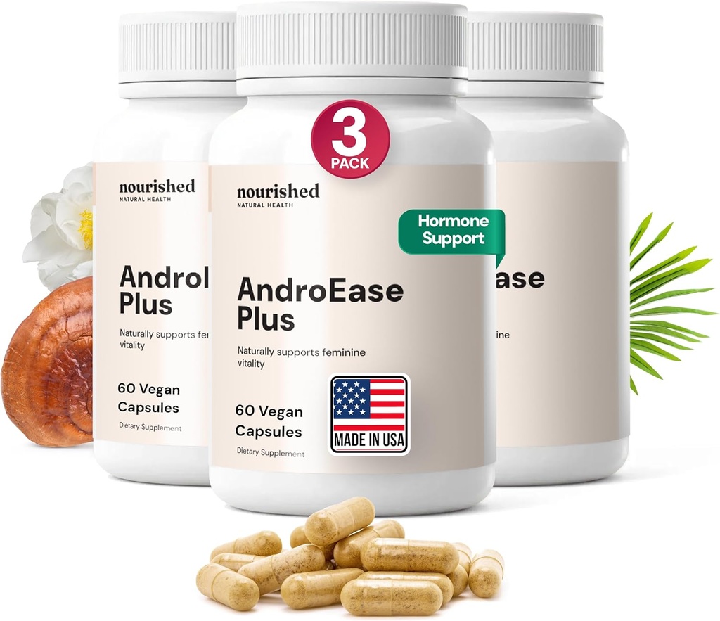 Nandeshed Androease Plus - Penyesuaian Keseimbangan Alam untuk Perempuan - Vegan Formula dengan Zinc & Saw Palmetto - 180 Capsules untuk Daily Wellness & Vitalitas - Dibuat di AS