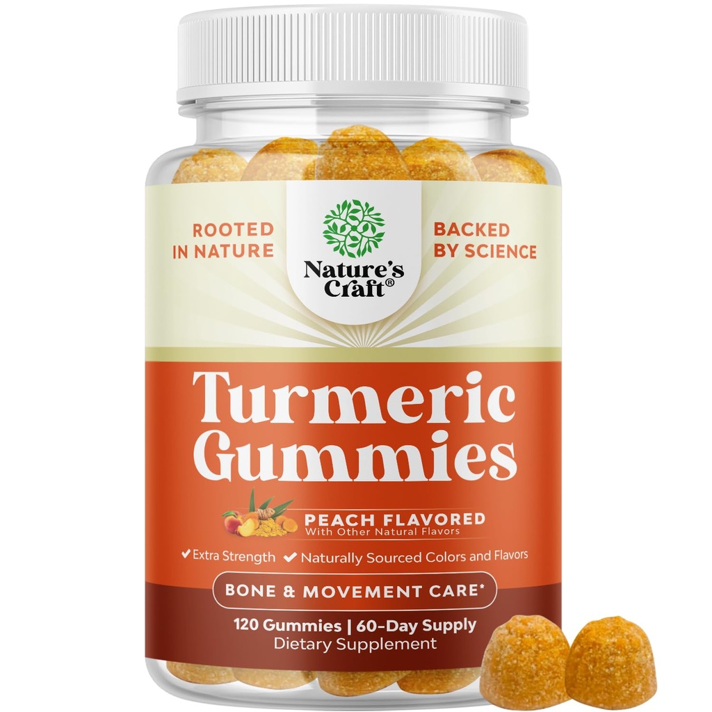 Turmeric Gummies for Adules Peach Flavor - Extra Strength Dukung Gummies with Turmeriic Curcumin with Black Pepper Extract and Ginger - dan Ginger Peach Vitamin for Adults