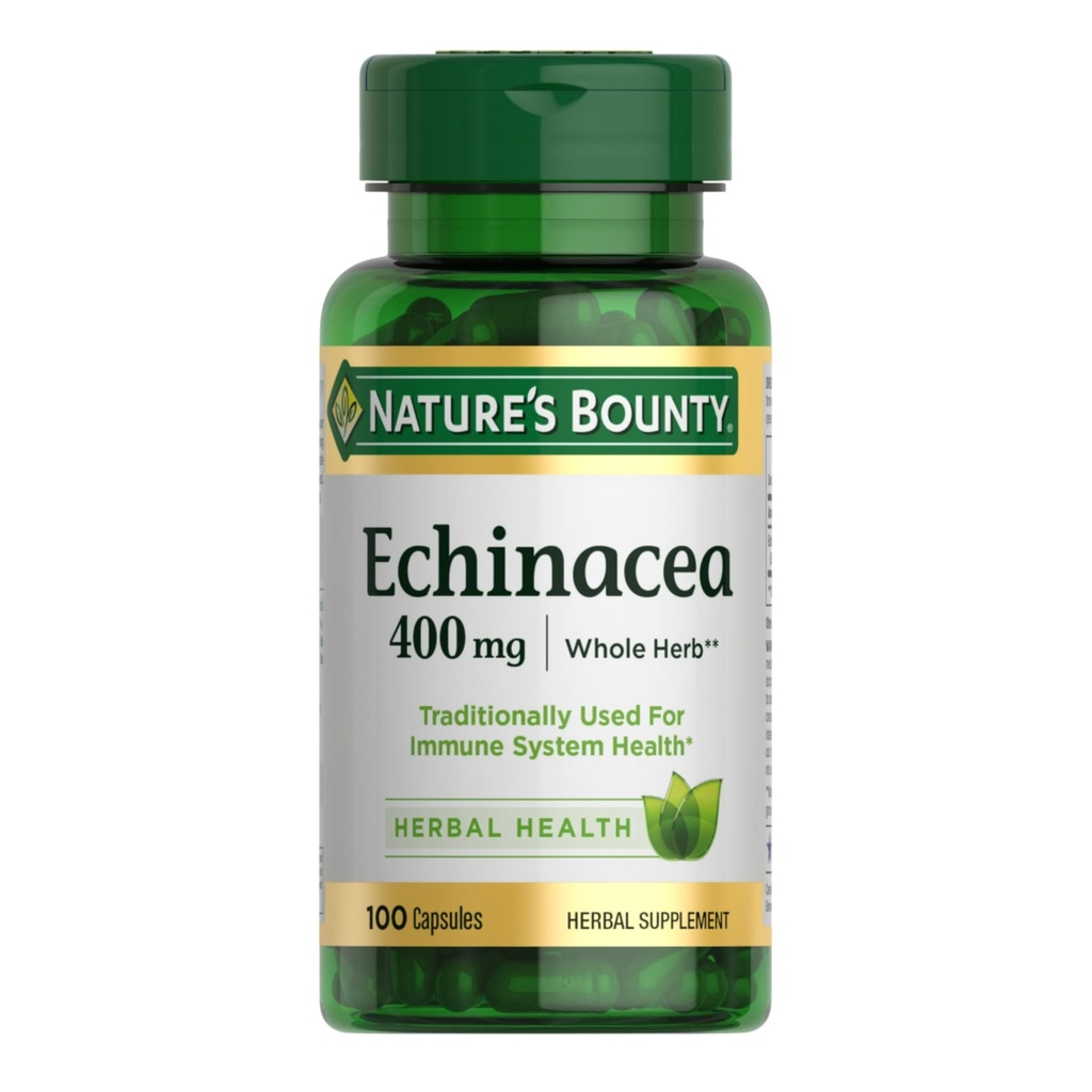 Nature 's Bounty Echinacea, Herbal Supplement, Support Immune Health, 400mg, 100 Kapsul