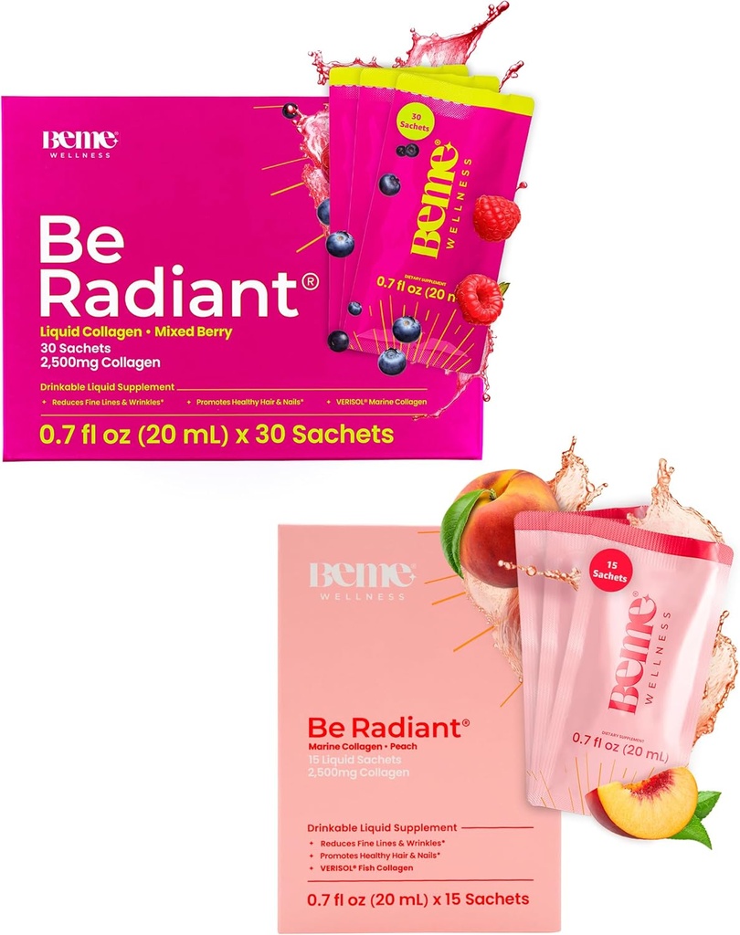 BeMe BeRadiant Peach & Berry Bundle - Liquid Collagen Drink Suplemen