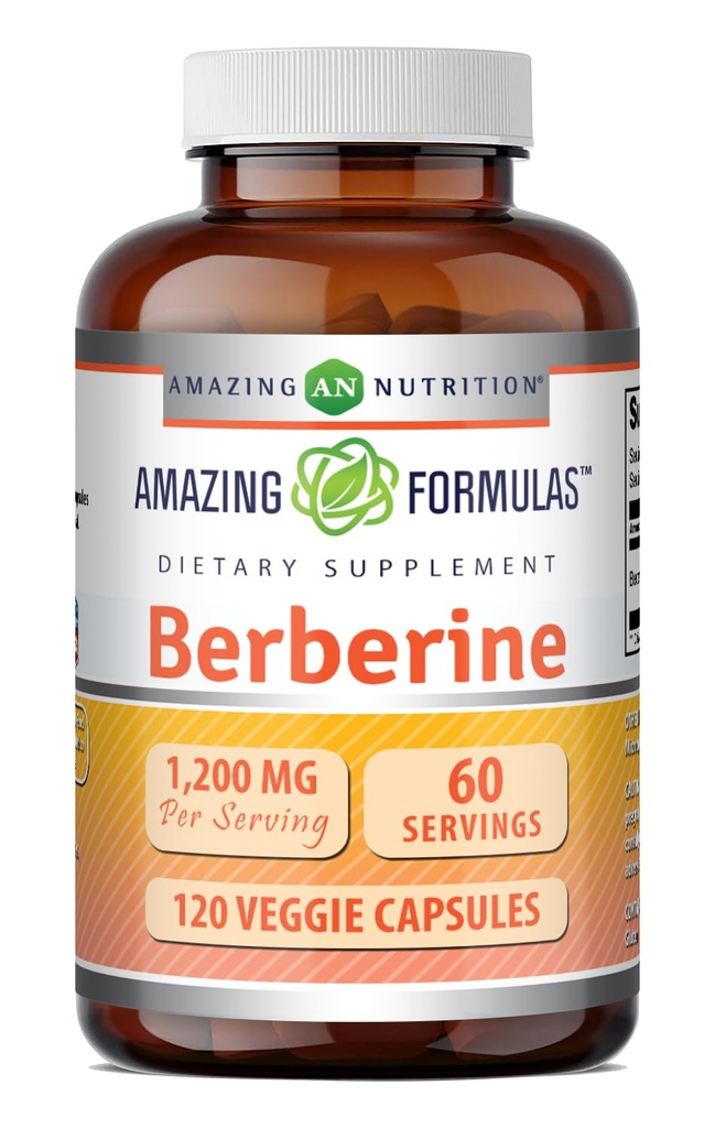 Amazing Formulas Berberine Supplemen 1200 Mg per Serving 124; Veggie Capsules 12.4; Non-GMO 124; Gluten- Free 124; Dibuat di USA (1 Pack, 120 Count)
