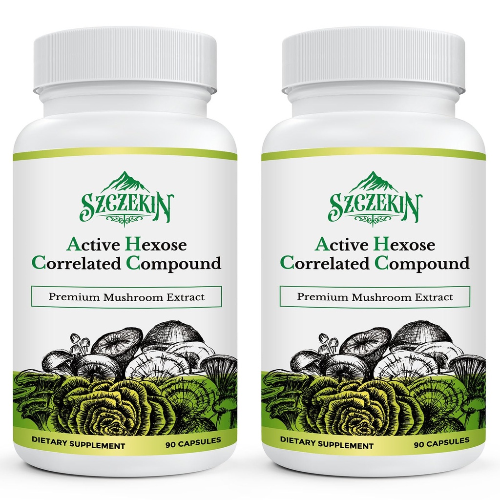 Senyawa Terhubung Aktif Hexose 1500 mg Tambahan, Alami 8 Mushroom Extractions Suplement, Imune System, Liver Fungsi, Natural Killer dan T Cells Activity, 180 Vevgie Capsules