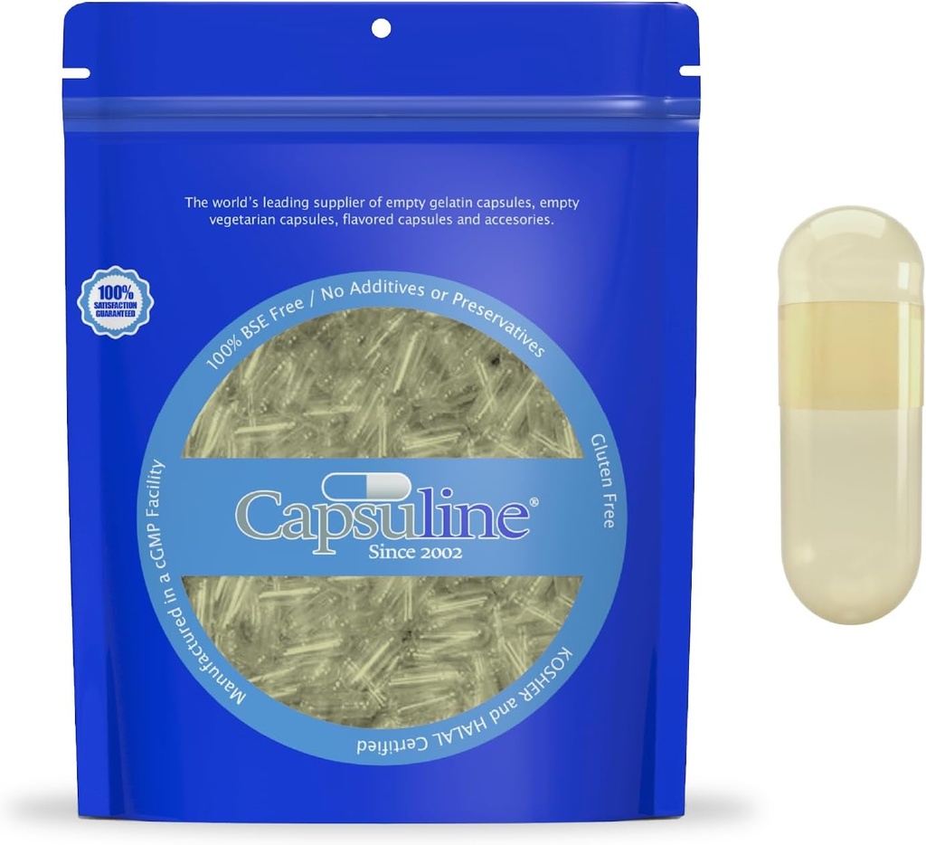 Capsuline Safflower warna 00 kosong Vegan capsules Kuning / Kuning - 1000 Count - Vegetarian Kosong Capsules - DIY Capsule Filling - Veggie Pill Capsules - Kosher dan Halal Cerfied