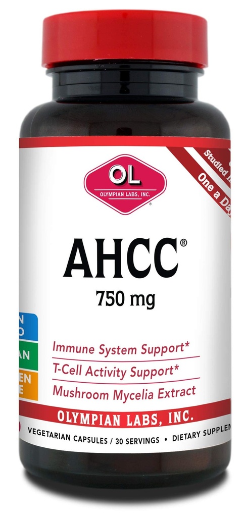 Lab Olympian Premium AHCC Suplemen 750mg dari AHCC per Capsule - Menyediakan Kesehatan Ammune, Fungsi Hati, dan Aktivis Sel Pembunuh Natural - 30 Kapsul