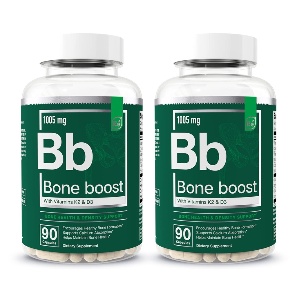 Elemen Elements Bone Boost Bone Supplement - Pendukung Tulang dan Tambahan Kalsium dengan Vitamin D 3, K2, Klecs Quadrangulalis untuk Kekuatan Tulang - 180 Capsules (Persediaan Hari 60) (2- Pack)