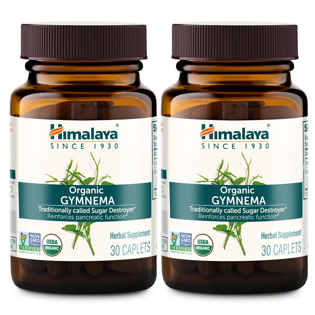 Hilaya Organic Gymnema Sylvestre - Herbal Glub Metabolism Dukungan - USDA Organik, Non-GMO, Vegan, Gluten Free, Addititive Free, 700 mg, 30 Caplets (Paket 2)