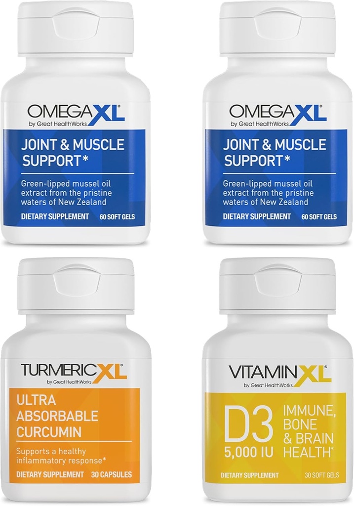 OmegaXL Immune Supporting Bundle - (2) 60 Count + TurmericXL + VitaminXL D3 - untuk mendukung Optimal Immune Kesehatan (Paket 4)