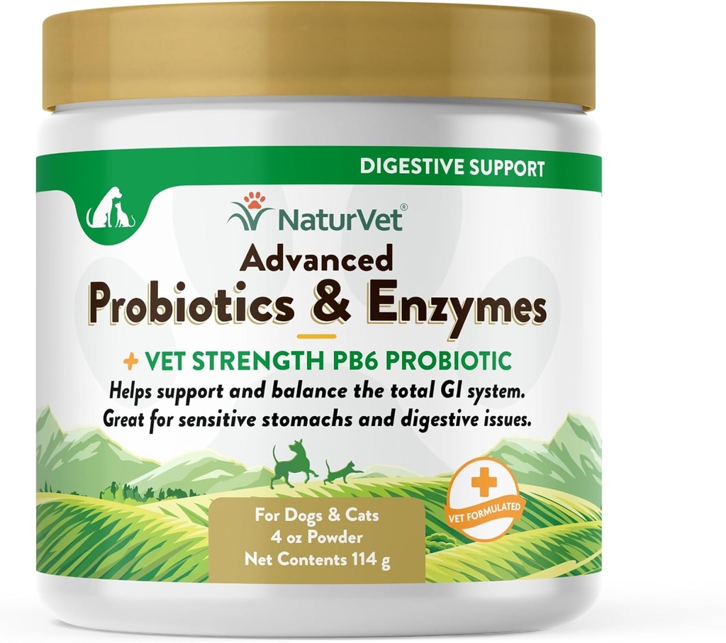 Vet - Advanced Progories & Enzymes - Plus Vet Kekuatan PB6 Probiotic 124; Pasokan dan Hewan-Hewan Batasi Dengan Perut Sensitif & Issue Digetives 124; untuk Anjing & Kucing (4 oz)