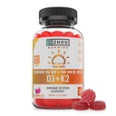 Zhou D3 + K2 - Vitamin D3 K2 Tambahan bagi Perempuan & Pria, Imuniune Dukung Vit D3 dan K2 Gummy, Ganatin Free Formula dengan 5000 IU D3 dan MK-7 - 60 Gummies Vevgie (Paket 1)