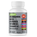 Viteey Ashwagandha Maga Fenugreek Suplement with Tongkat Ali - Drive, Passion & Energy Support for Men & Women - Mood, Calm & Stress Support - 60 Capsules