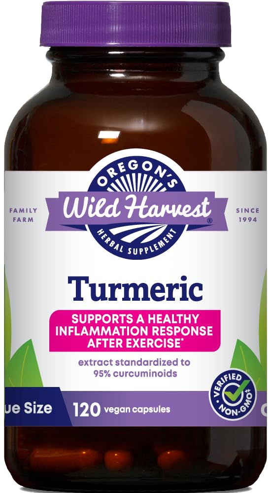 Oregon Wild Harvest Turmeric 120 Vegan Capsules 124; Curcuminoids Turmeric Turmeric dengan Black Pepper untuk Better Absorpsi 126; Pasokan Inflamasi Sehat dan Gabungan Kesehatan 124; Non GMO