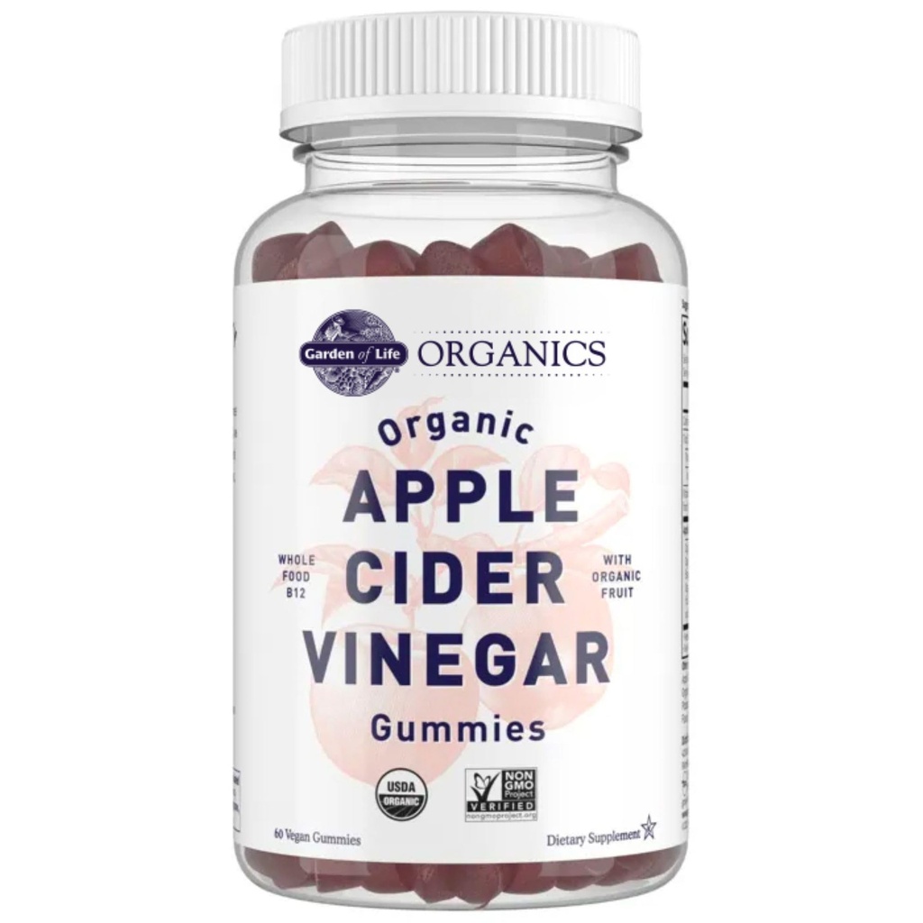 Taman Kehidupan Apel Ciegar Vinegar Gummies USDA Organik ACV Vitamin Dibuat dengan Real Fruit B12, Whole Food Vitamin B12 - Vegan, Gluten Free, Non-GMO, Kosher - 60 Gummie
