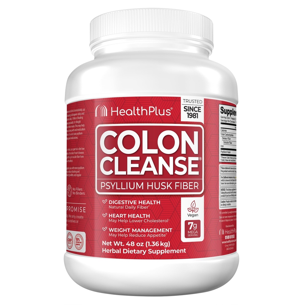 Health Plus Colon Cleanse Digetical Support untukku 124; All Natural Daily Fiber for Toxin Elimination To Reduce Bloating 124; Support Heart Health 124; 48 Ounces, 194 Servis