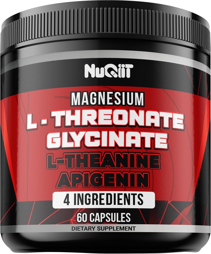 60 Capsules - Magnesium L- Threonate Capsules 500mg Magnesium Glycinate 500g L-Theanine 200mg & Apigenin 50mg - Impressive Benefit for Duit Positive Mood, Immune System, Brain Health & Focus & Focus