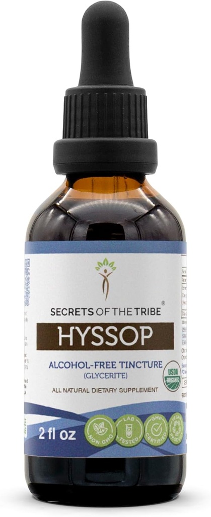 Hyssop USDA Organik Hyssop 124; Alcohol- Ekstrak Bebas, Tinggi Potency Herbal Drops 124; Dibuat dari 100% Sertifikasi Organik Hyssop (Hissopus officinalis) Kering Herb (2 oz)