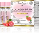 Collagen Liquid Greenpeople for Women & Men, 2500mg Fish Collagen Peptides + Hyaluronic Acid + Vitamin Bs & C, Hair Skin Nails Joints Bones support (0.85 lf oz, 10 Botol, Grapefruit)