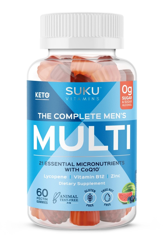 UKU Men 's Daily Multivitamin Gummies - Vitamin A, B12, C, D3, E, Zinc, CoQ10 & Lycopene - Prostate, Heart & Imune Dukungan -