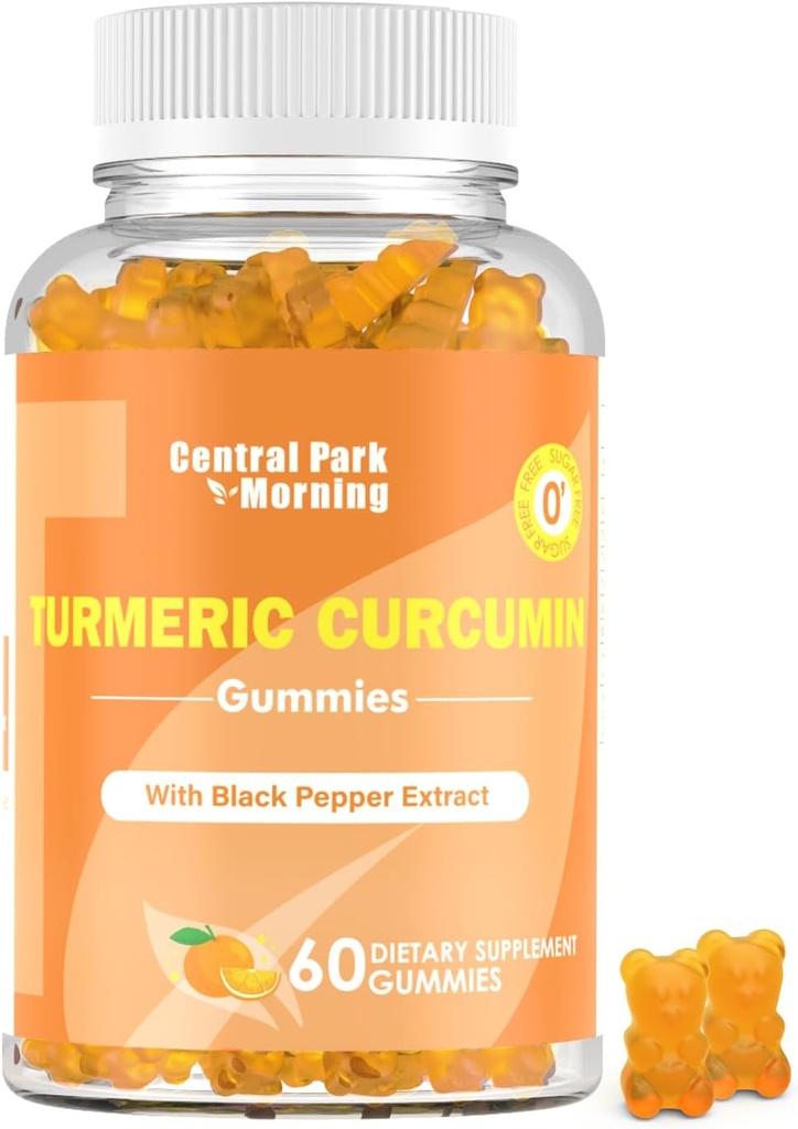 Turmeric Curcumin Gummies, Ekstra Kekuatan Gabungan Dukungan Gummies dengan Curcumin Turmeric, Vegan Non- GMO, Tambahan Dietary, 60 Count