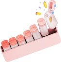 Weekly Pill Organizer 1 Time A Day - Travel Pill Box 7 Days, Large Medicine Case Container for Daily Medication Medication Suplemen Fish Oil, Portable Week Pills Organizers Holder Dispenser, Pink
