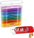 ABSOK Weekly Stackable Pill Organizer, 4 Kali Seharian Kotak Penyelenggara Pill Pagi, Siang, Malam, dan Waktu tidur, 7 Kompartemen Stackable