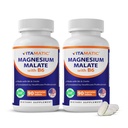 Vitamatic Magnesium Melatih 2000mg per Serving - 90 Vegetarian Tablet - Ditambahkan B6 untuk Absorpsi Maksimum - Pendukung Otot, Gabungan, dan Kesehatan Jantung * (2 Botol, Tanpa Rasa)