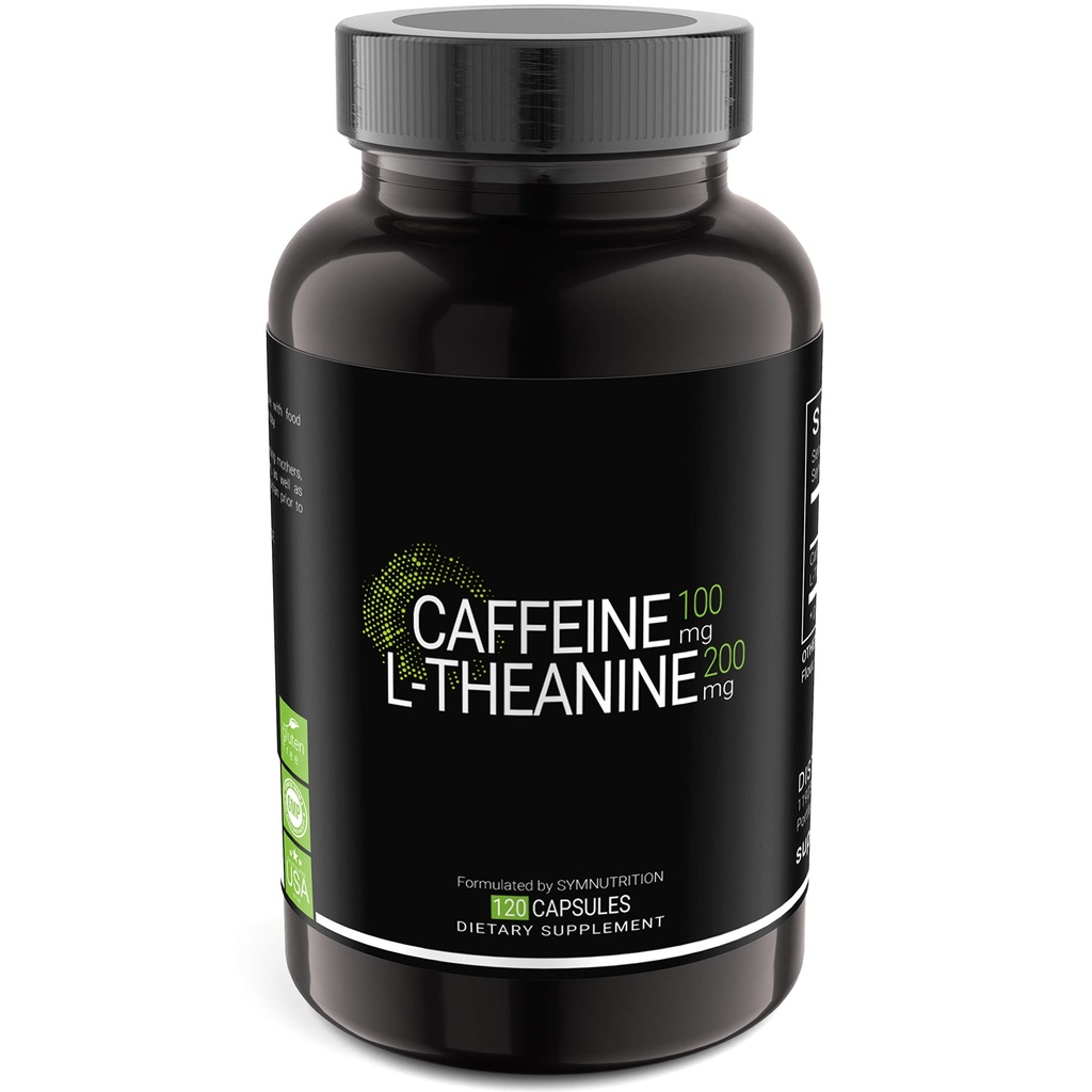 SYMNTTION Caffeine 100mg, L-Theanine 200mg - 120 Count (V-Capsules) / 120 Servings: Diproduksi dalam cGMP-Terdaftar Fasilitas di AS; Vegan & Gluten Bebas