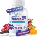 10-in-1 Antioksidan Tambahan, 1700MG Super Antioksidant untuk Perempuan dan Pria, Antioksidan kuat dengan NAD, NMNH, Coq10, Resveratrol, Cell Repair & Menguring Free Radical Damage, 60 Capsules
