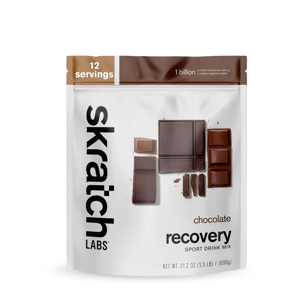 Skratch Labs Post Workout Recovery Mix with Chocolate, (21.2 oz, 12 Servings) with Complete Milk Protein Casein, Whey, Programs, Gluten Free, Kosher, Vegetarian