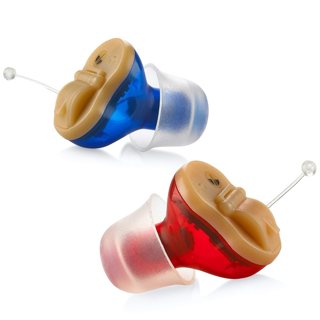Premium Digital Hearing Aids for Seniors - In- Ear Mini Sound Enhancer Set, Near- Invisible, Noise Cancelling, Personal Sound Amplifier - Pair - MZ- 21
