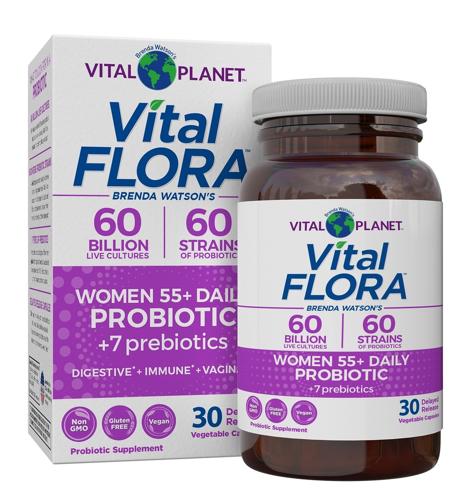 Planet Vital - Vital Flora Women lebih dari 55 Daily Probiotic, 60 Milyar CFU, Strains Diverse, Organik Prebiotik, Vaginal dan Imune Dukungan, Digetical Health Progories untuk Perempuan 30 Kasules