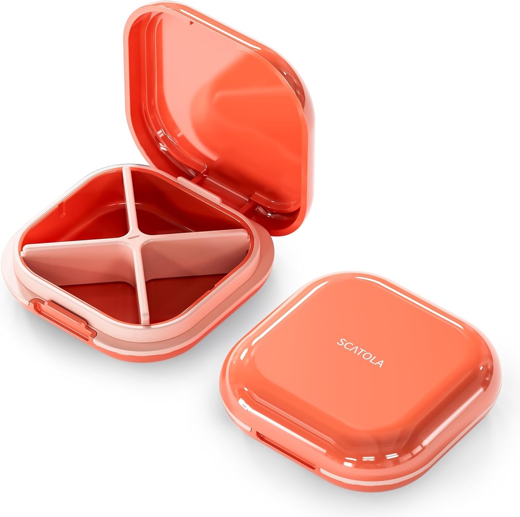 Kasus Pill Kecil, Kotak Pill Travel, Portable Pill Organizer, Kontainer Pill untuk Pocket 4 Kompartemen, Obat Perjalanan Pameran Harian Hoder untuk Obat Vitamin (Pink)
