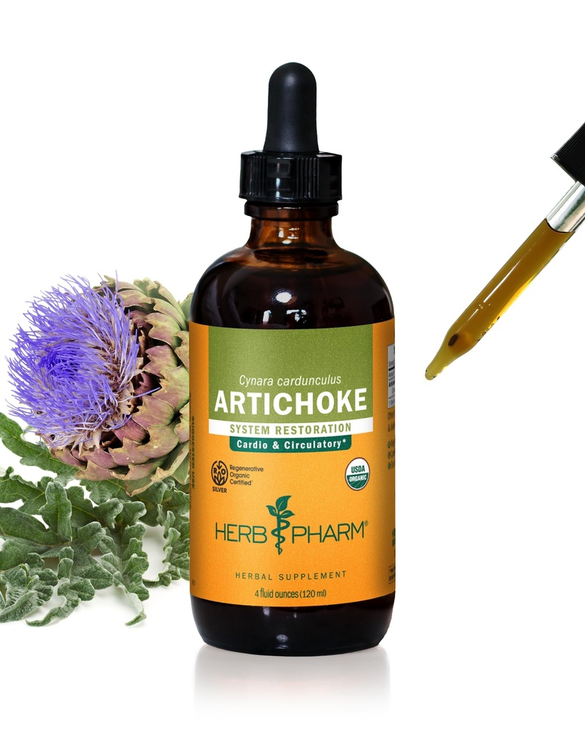 Herb Pharm Certified Organic Artichoke Liquid Extract untuk Cardiovaskular and Circular Support - 4 Ounce