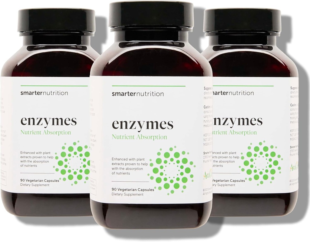 Smarter Nutrition Vegan Digetical Enzymes - Disquestion Bloating & Gut Health Support with 16 Multi Enzymes for Nutrient Absorpsi & Meal Time Comfort for Both Men & Women & Women