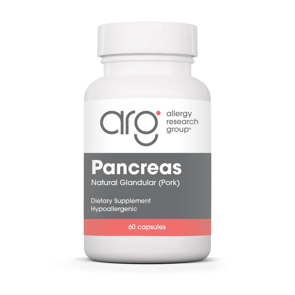 Allergy Research Group Pankreas Pork Suplemen - Pankreas Natural Glandular, 425mg Pankreas Enzymes, Digetical Amylase, Protease - 60 Count