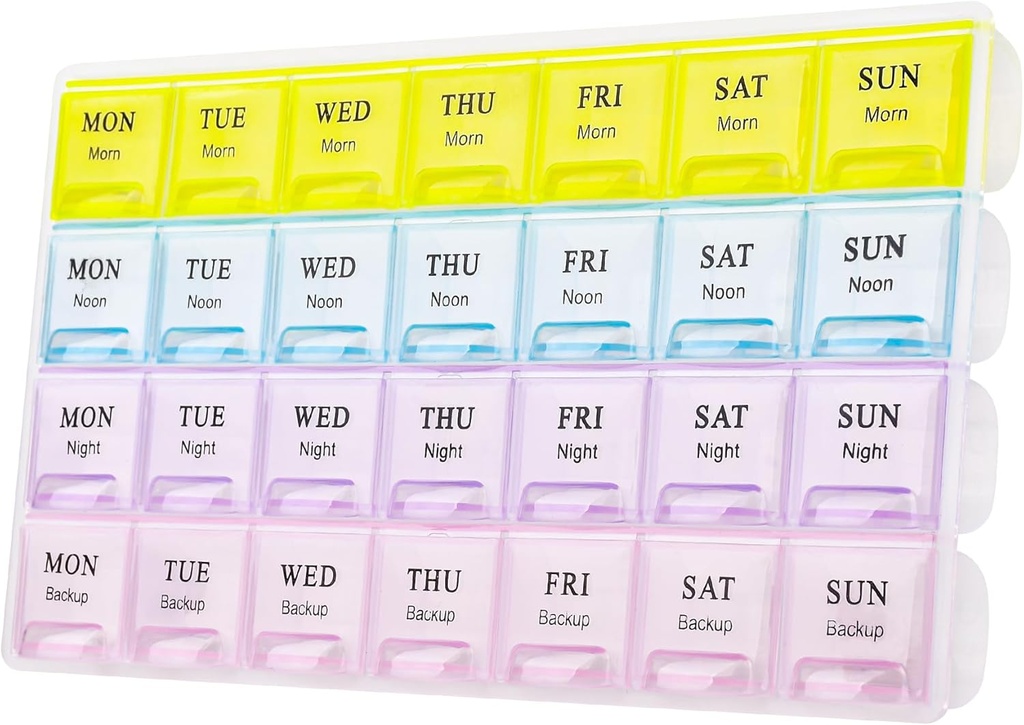 Large Weekly Pill Organizer 4 Kali sehari, Moisture- Kotak Pil KB (Kuning)