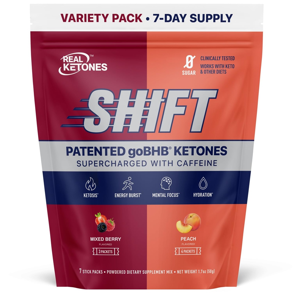 Real Ketones BHB Exotious Ketones Minum Paket Mix Keto Electrolytes Powrents No Sugar dengan 4 Main Fasting Electrolites Plus Hydrating Pattened Keto BHB - 7 Count Peach, Mixed Berry