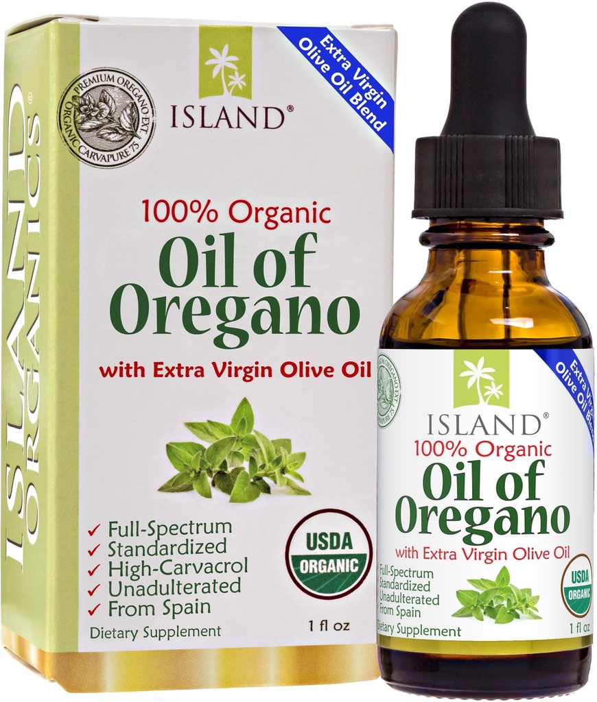 Oil of Oregano Organic Liquid Drops (1 fl oz) - blend of Organic Oregano Oil & Olive Oil, Grown in Spain